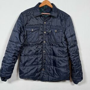 Levi's Dark Blue Quilted Shirt Jacket, Reversible to Plaid, Great Condition!